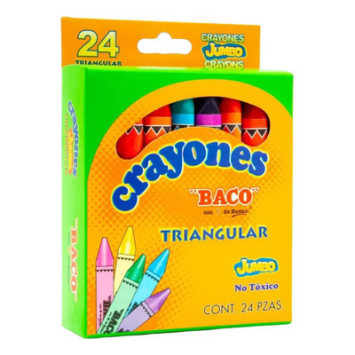 24 Crayones Triangulares Jumbo Baco Escolar Dibujo Colorear | MercadoLibre