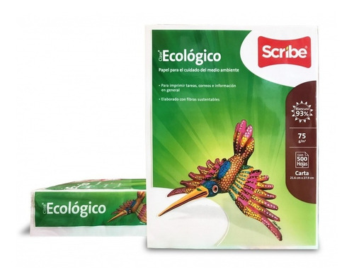 Scribe Clase Ecológico Paquete 500 Hojas Tamaño Carta 93% 