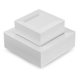 Munfix 60 Platos De Plástico Desechables Cuadrados Blancos, 