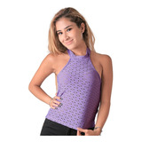 Blusa Calada Top Cuello Halter Escote Espalda Descubierta Fr