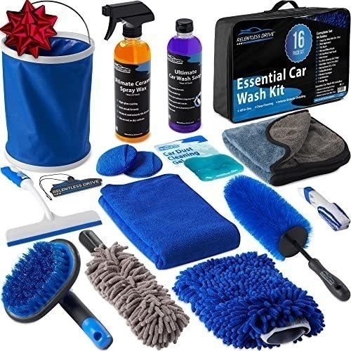 Kit Para Lavado De Autos 16 Piezas Para Jabon Y Encerado 