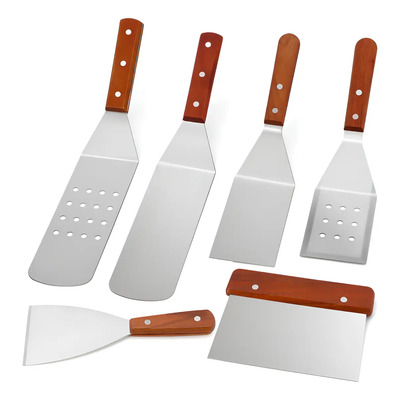 Kit Espátulas Metálicas ZALALOVA 6 Piezas Mango Madera Acero Inoxidable | MercadoLibre