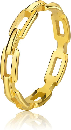 Yegieonr Anillos De Eslabones De Cadena De Oro Para Mujer, A