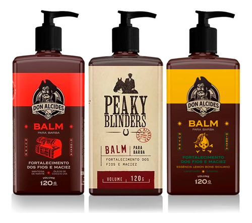 Kit 3x Balm Barba Negra Peaky Blinders Lemon Don Alcides