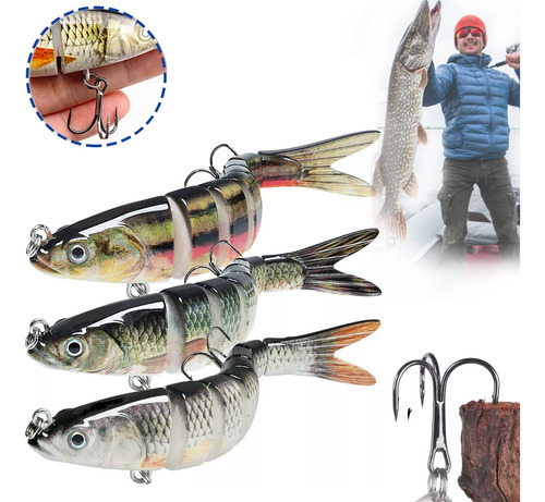 Señuelos De Pesca Kit 3 Accesorios Para Pesca 14cm 9 Segment