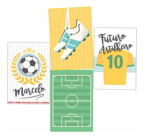 Kit 4 Placas Quadro Decoração Quarto Infantil Menino Futebol