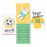 Kit 4 Placas Quadro Decoração Quarto Infantil Futebol 30x40