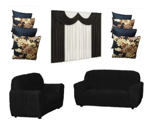 Cortina Paris 2mt+capa Sofa 3e2lugar+4capa Almofadas Bonitas