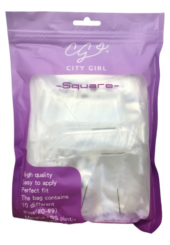 Tips Soft Gel Press On Uñas Prelimadas Bolsa City Girl 600u Square