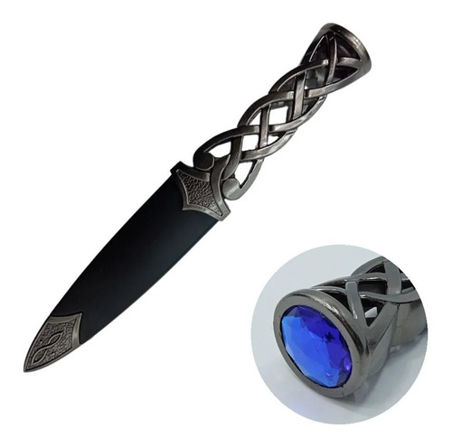 Faca Adaga Espada De Aço Ritualista Pedra Azul C/estojo 21cm