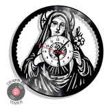 Reloj De Pared Elaborado En Disco Lp  Ref. Virgen María