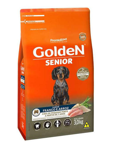 Ração Golden Cães Sênior Mini Bits Frango E Arroz 3 Kg