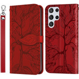 Funda Para Samsung Galaxy S22 Ultra - Roja/arbol/tarjetero
