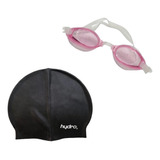 Combo Natación Niño! Gorra Silicona Ng + Antiparra Rosa