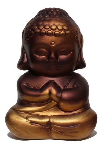 Buda Hindu Tibetano Tailandês Dourado Em Cerâmica Com 17cm