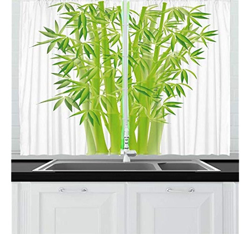 Ambesonne Cortinas De Cocina Exoticas Tallos De Bambu Con