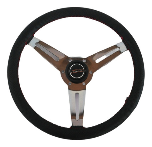 Volante Tipo Nardi Universal Madera Y Tacto Piel + Pulsador