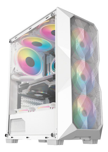 Gabinete Gamer Branco C\ 3 Fans Rgb Lateral Vidro Temperado