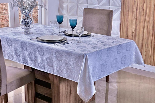 Toalha De Mesa Jacquard 12 Lugares Retangular 3,50m X 1,40m