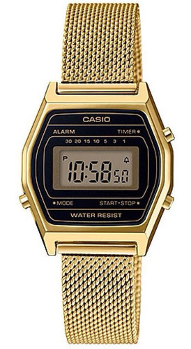 Reloj Casio Retro Dama La690 Negro Acero Inoxidable Tejido