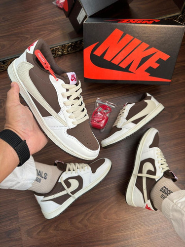 Tenis Cano Baixo Air Jord Travis Scott Cacao Moda Basquete