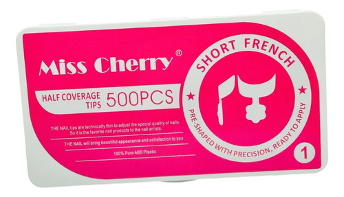 Caja Tips Miss Cherry Francés Corto (blanco) 500 Pzs (1)