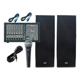 Combo Sonido Mixer Pot Usb + Cajas + Microfono Shure