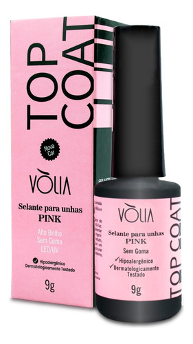 Top Coat Pink Vòlia Selante Para Unhas Alto Brilho 9g