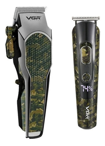 Combo Vgr Camuflado Maquina Corte Pelo V-299 + Trimmer V-271