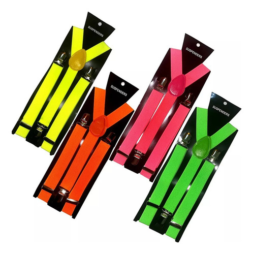 Pack 12 Suspensor Fluor Variedad Colores Cotillón Activarte