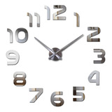 Reloj De Pared Con Diseño Minimalista Plateado Sin Marco
