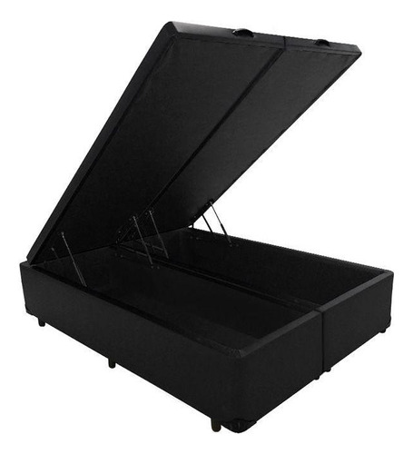 Cama Box Baú Queen Courino Preto (158x37)luckspuma