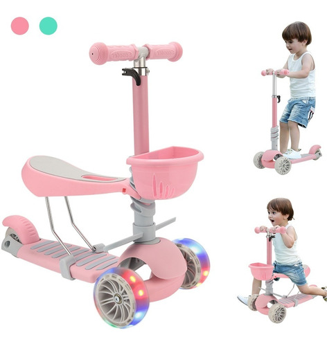 Patín Del Diablo Scooter Para Niños 3 Ruedas Con Luces 