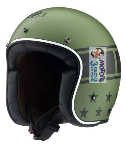 Jm Casco Abierto Ls2 583 Bobber Retro Outlet Negro Verde 