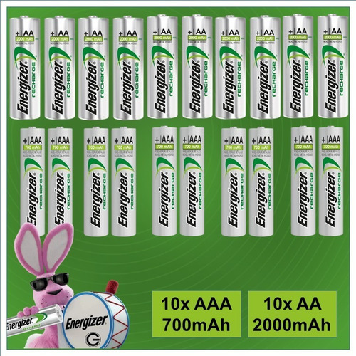 Pila Aa Aaa Energizer Recargables 10 Aa + 10 Aaa Precargada