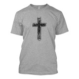 Black Distressed Cross - Camiseta Cristiana Católica Para Ho