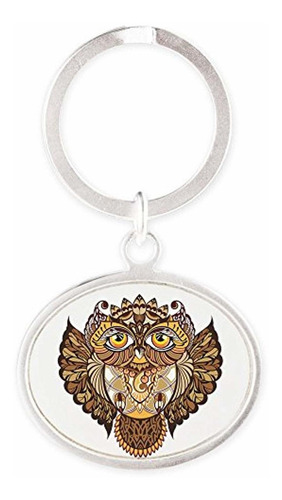 Oval Keychain Wise Owl