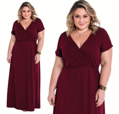 Vestido Longo Transpassado Amamentação Evangélico Plus Size