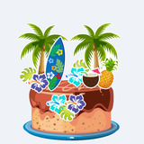 Topo De Bolo Topper Personalizado Luau Surf  Ref.5022