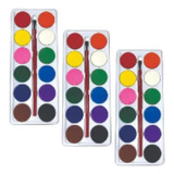 3 Acuarela Escolar X12 Colores Infantil Pincel Paleta
