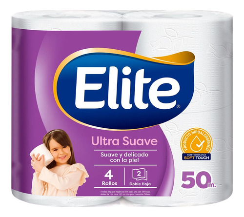 Papel Higiénico Elite Ultra Doble Hoja 4 Unid. 50 Metros C/u