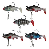 Kit C/5 Isca Artificial Pesca Soft Grub Lambari 6cm Tucunare Cor Variados