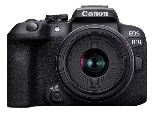  Canon Eos Kit R10 + Lente Rf-s18-45mm F4.5-6.3 Is Stm Sin Espejo Color  Negro