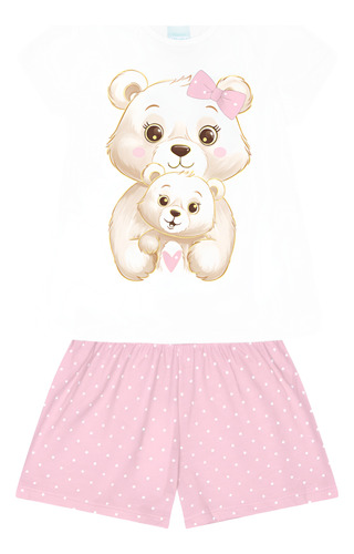 Pijama Infantil Menina Rosa Ursinhas Kyly