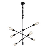 Lustre Para Sala Pendente Design Moderno Sputnik Preto