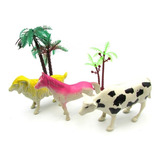 Set 3 Animales De Granja Plastico Irrompibles Vaca Caballo 