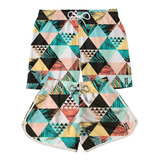 Kit Casal Short Bermuda Triangulos Colorido Praia Estampado 