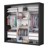 Guarda-roupa Casal 3 Portas De Correr Isabela Luxo Preto