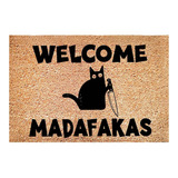 2x Capacho Com Estampa Completa Dark Cat Welcome Madafakas C
