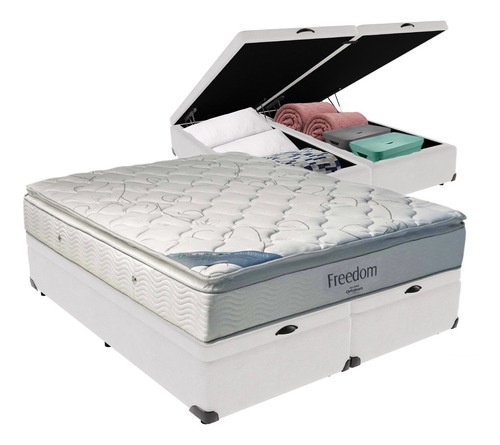 Cama Baú E Colchão King Ortobom Freedom Espuma D33